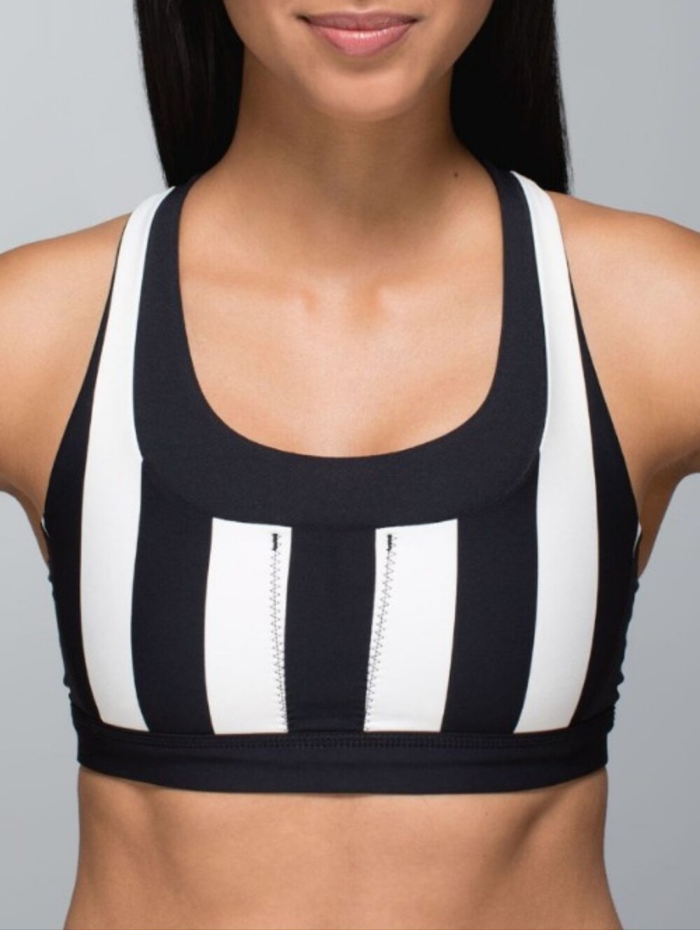 lululemon athletica Black and White Stripe Sports Bra